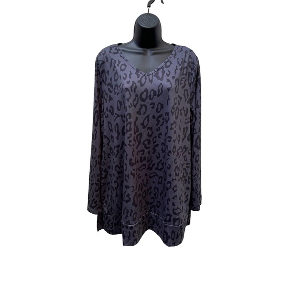 Maysoar  Gray leopard print top XL - Picture 1 of 5
